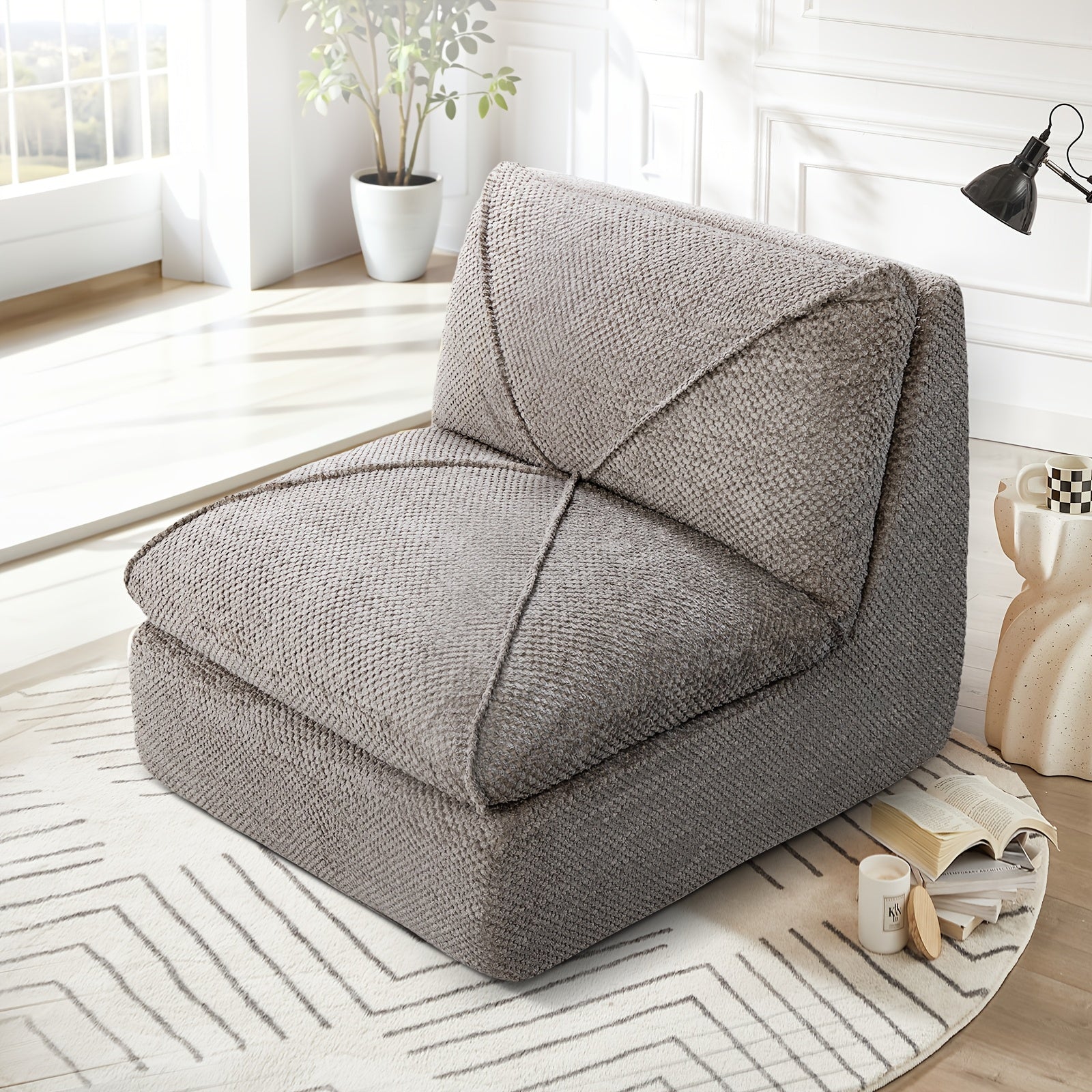 KERDOM 35.4'' Wide Armless Leisure Sofa, Breathable -linen Fabric