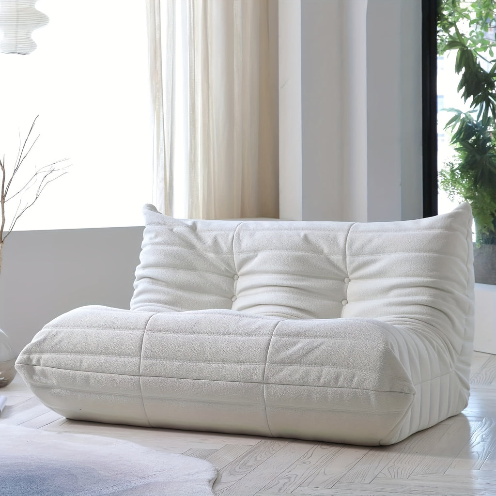 Modern Couple Sofa Teddy Velvet Compressed Sofa, Double Cushion Sofa, Lazy Sofa, Multi-purpose