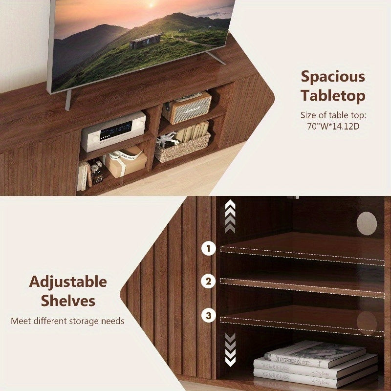 Mid-Century Modern TV Stand for up to 85-Inch TVs - Heavy-Duty Media Entertainment Center with 8-Shelf Storage