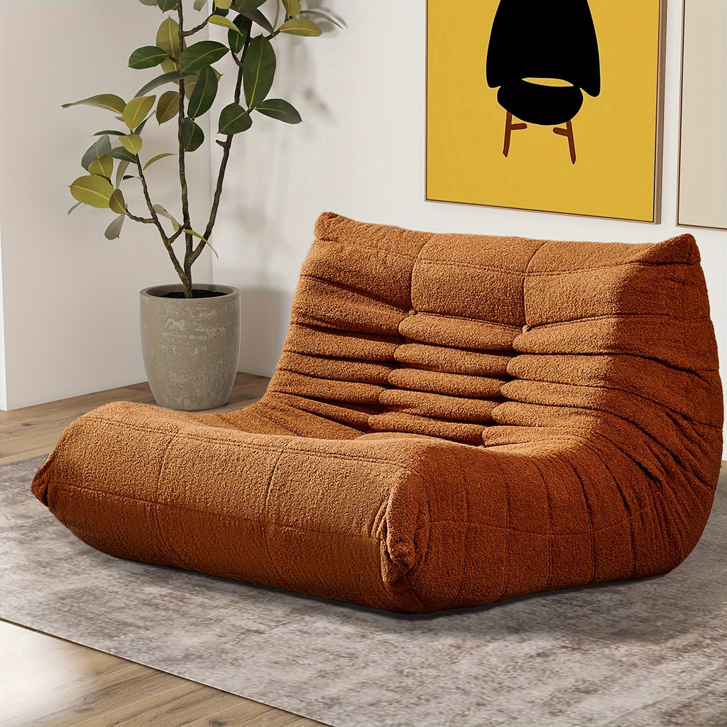 Modern Couple Sofa Teddy Velvet Compressed Sofa, Double Cushion Sofa, Lazy Sofa, Multi-purpose