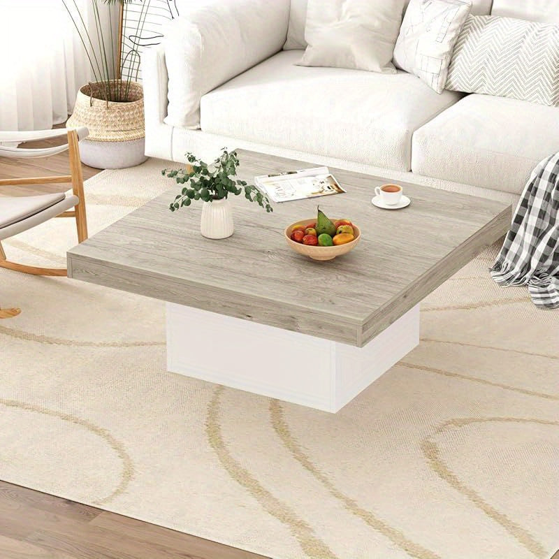 35 Inch Modern Square Coffee Table with White Top & Metal Frame - Heavy-Duty Low-Maintenance Surface