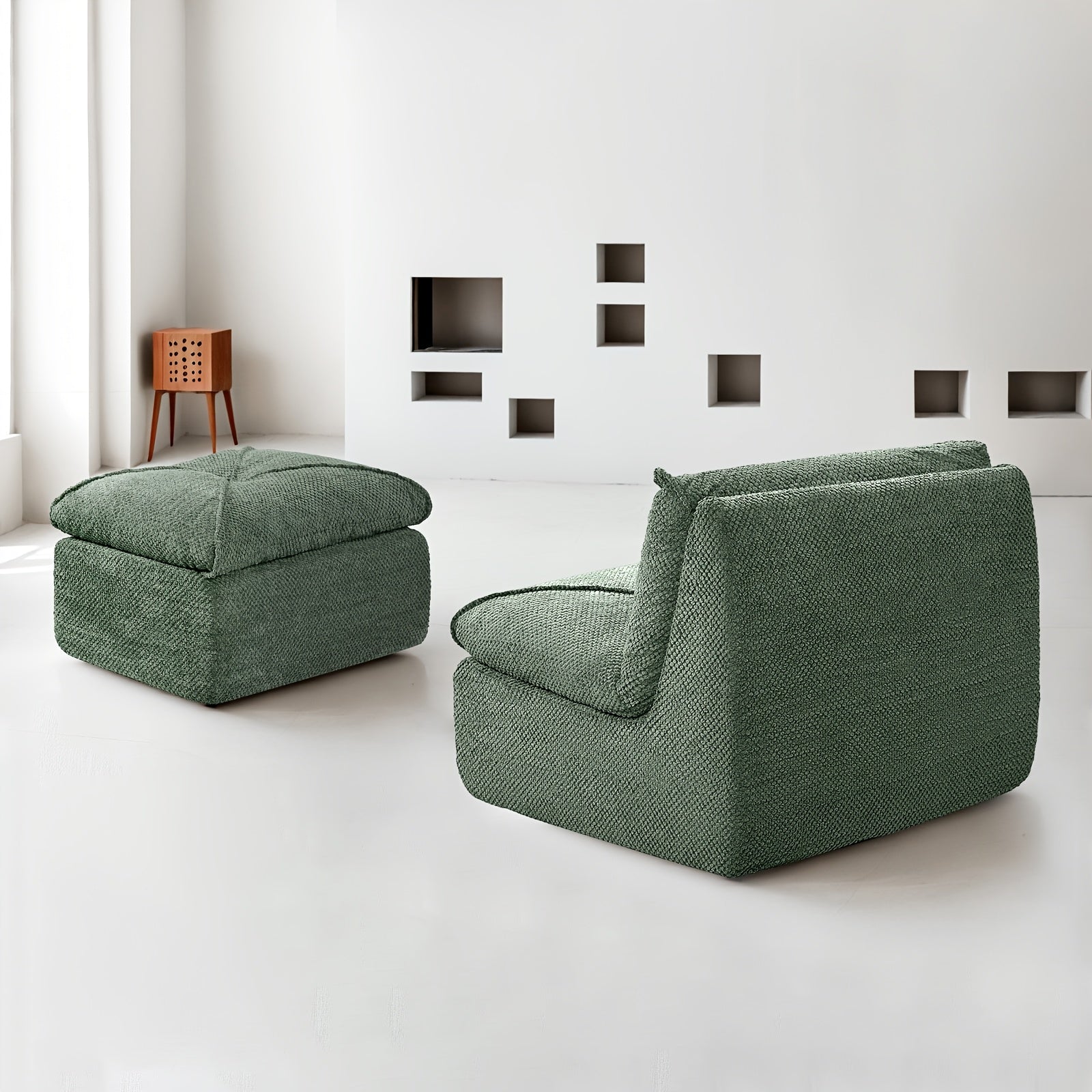 KERDOM 35.4'' Wide Armless Leisure Sofa, Breathable -linen Fabric