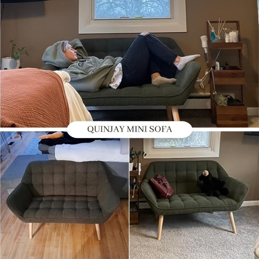 1pc Guyou Small Loveseat for Bedroom 2-Seat Mini Sofa Couch with Wingback