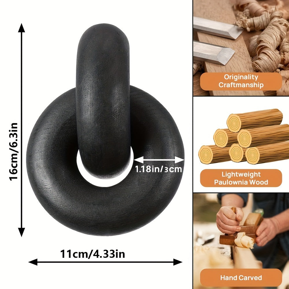 2-Link Wood Chain 2-Link Hand-Carved Wood Chain Link Decor | Boho Rustic Farmhouse Ornament