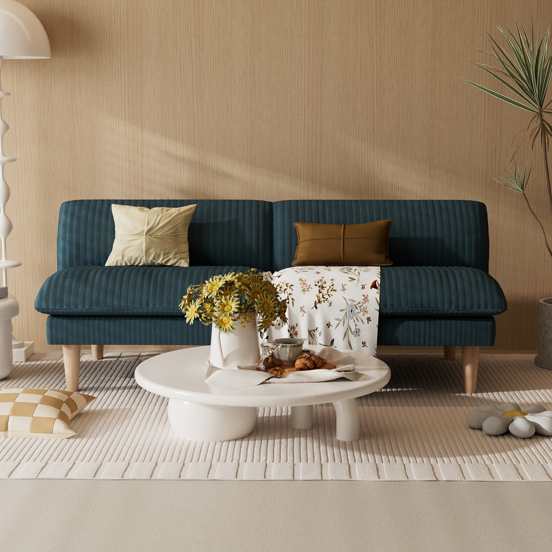 Futon Sofa Bed, 68 Inch Futon Couch with Adjustable Backrest, Corduroy Convertible Sleeper Sofa Bed