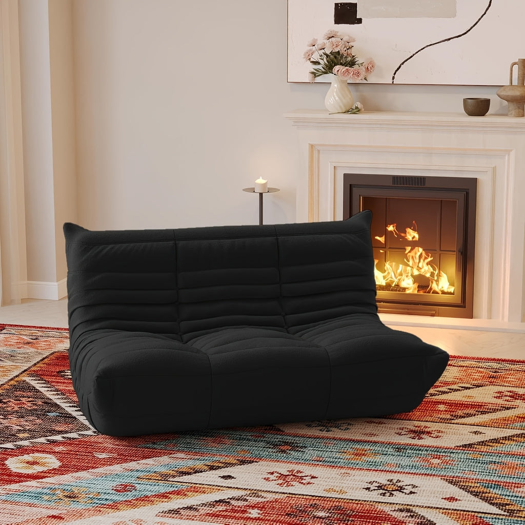 Modern Couple Sofa Teddy Velvet Compressed Sofa, Double Cushion Sofa, Lazy Sofa, Multi-purpose