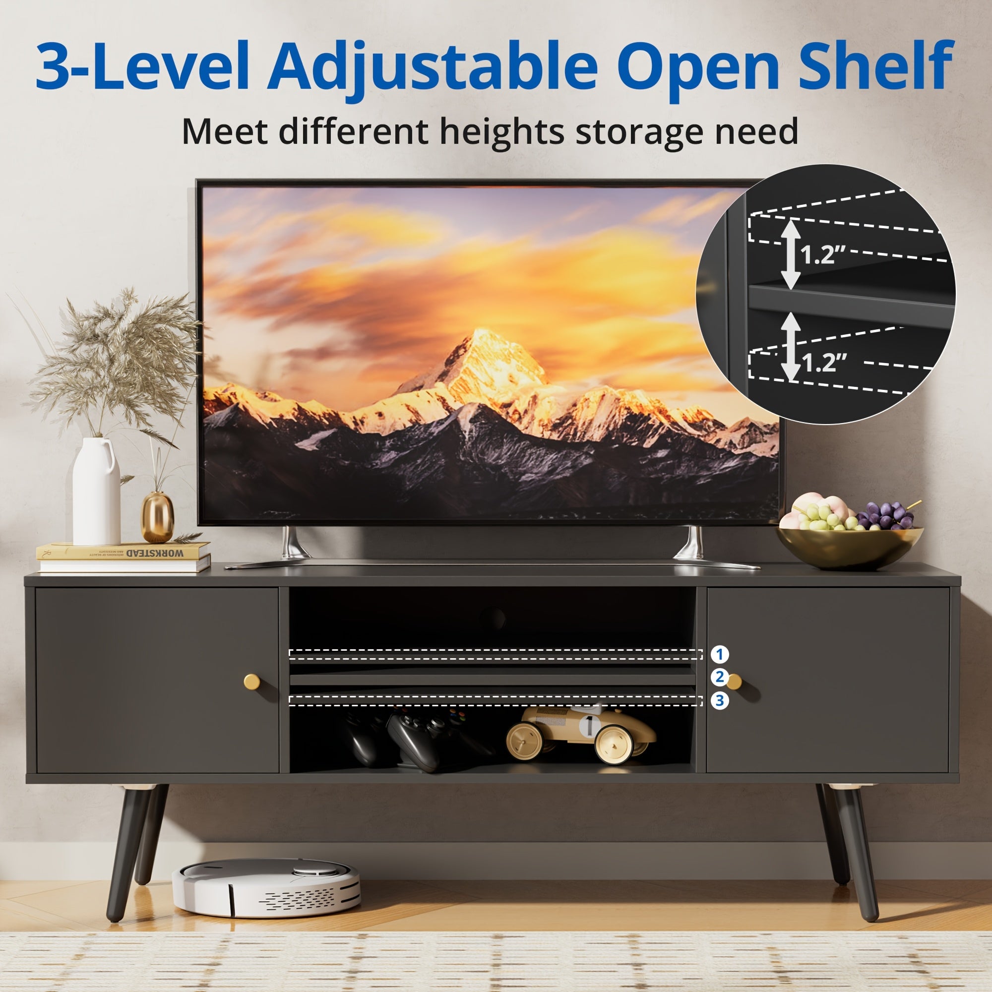 Aurorome 60 Inch Modern TV Stand with Storage, Entertainment Center And Media Console Table