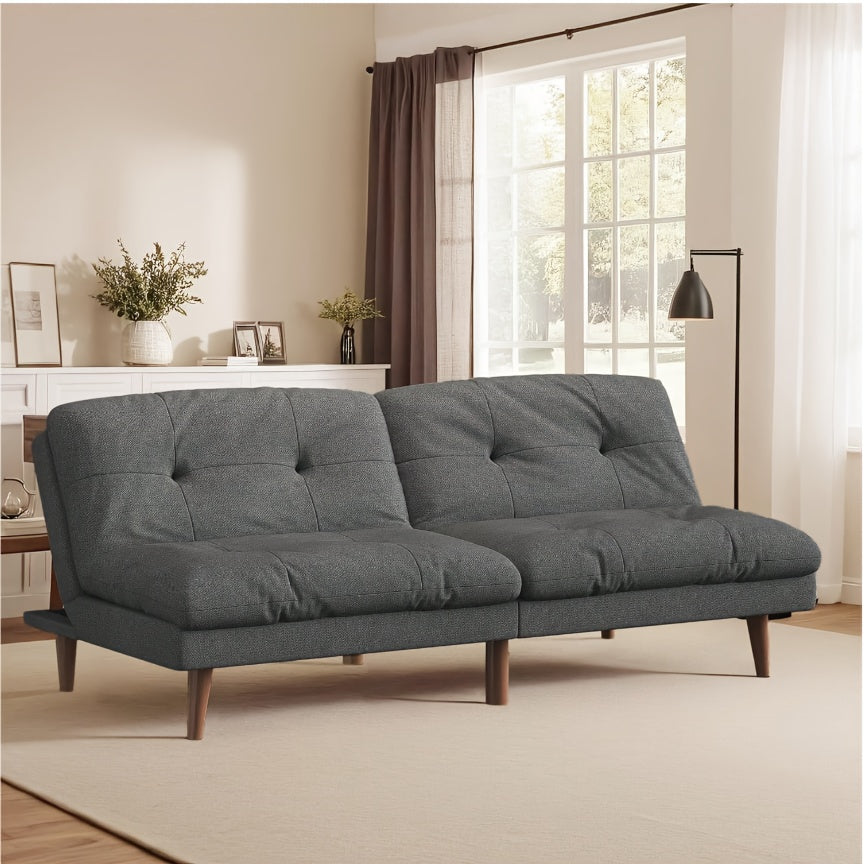 Modern Convertible Futon Sofa Bed - Space-Saving Sleeper Couch with Hardwood-like HDF Frame