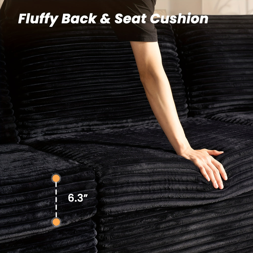 Living Room Sectional Sofa for Large Space, Deep Seat Modular Couch with A Single Rocking Sofa Chair