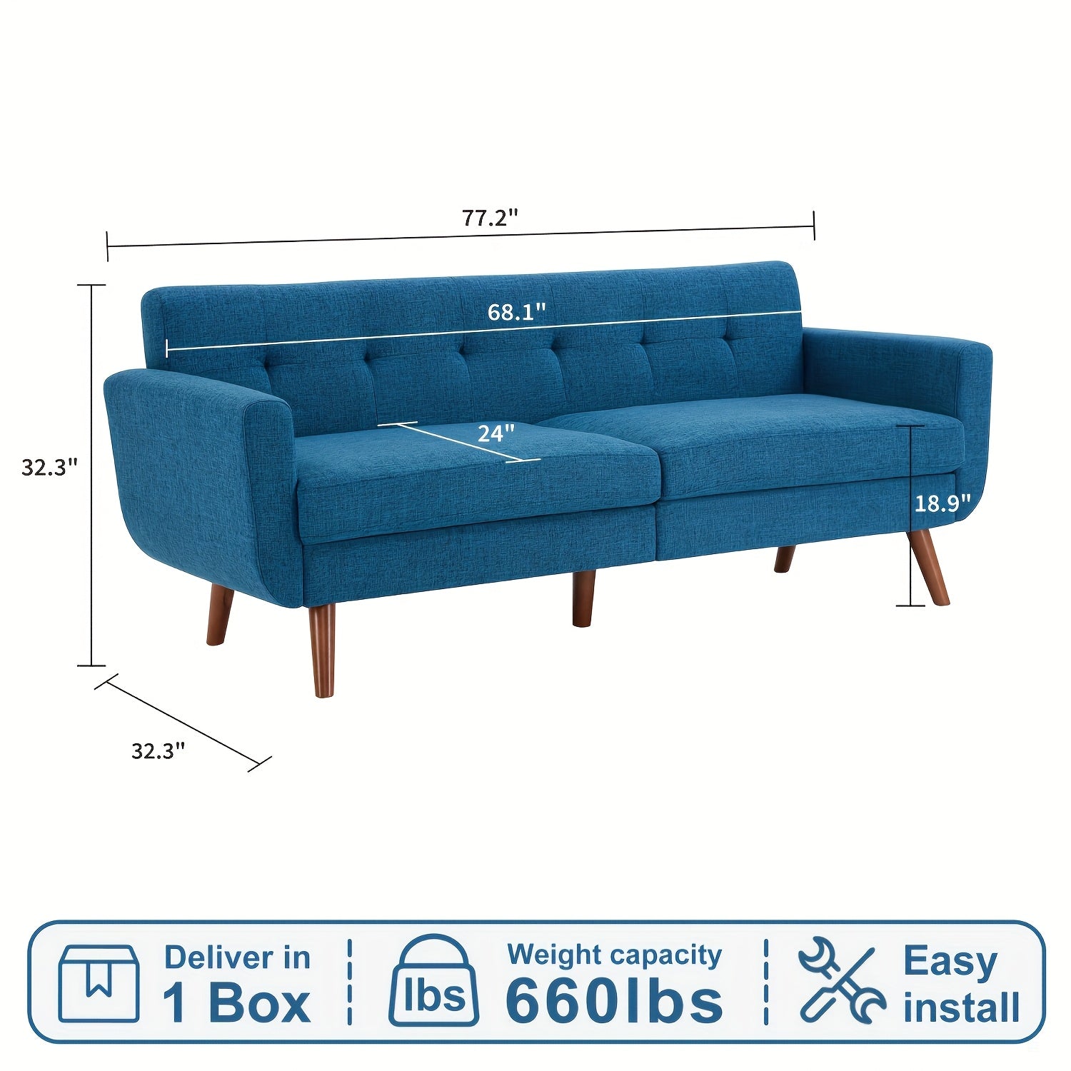 77in Mid-Century Modern Sectional Sofa with Recliner - Gray Button-Tufted L-Shaped or Straight Couples Couch