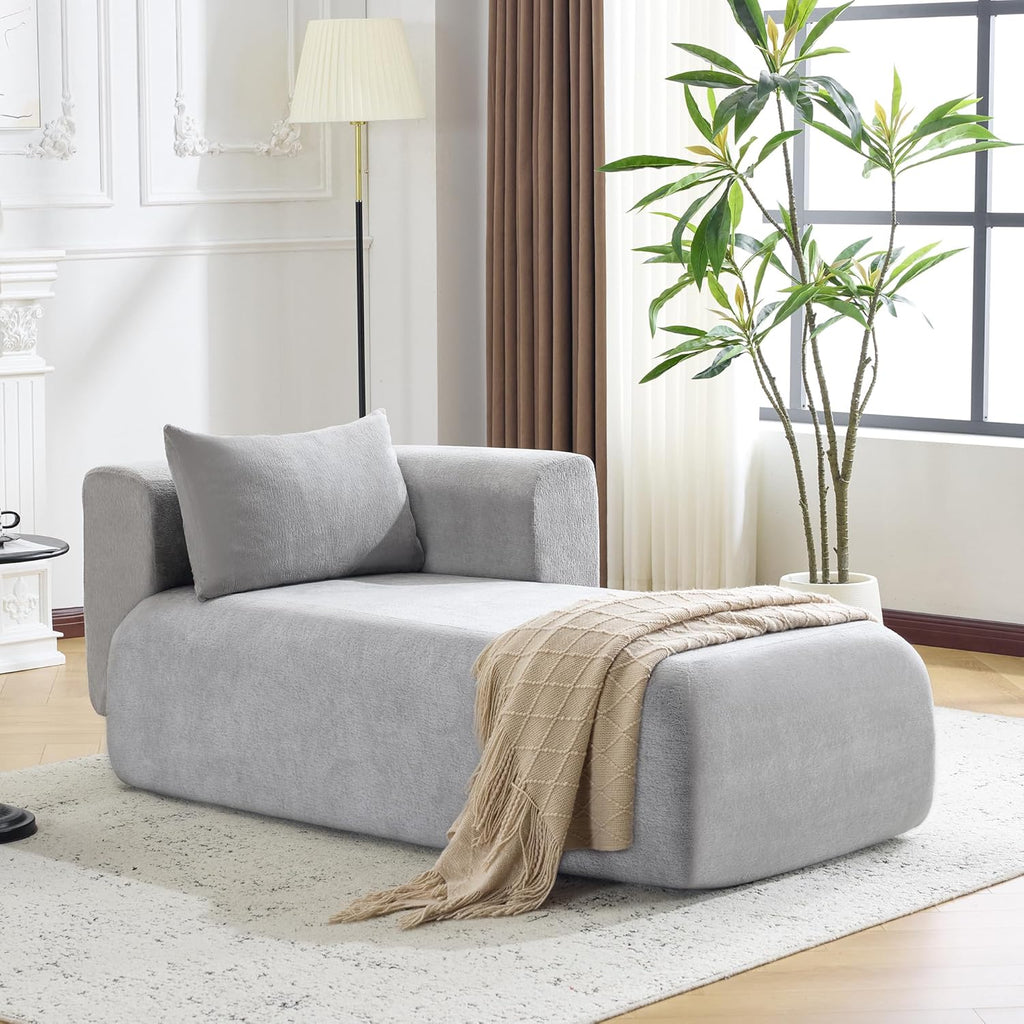 Bezseller Modern Classic Boucle Sofa Recliner Chair with Plush Cushions & Pillows - Soft Chenille Fabric Upholstery