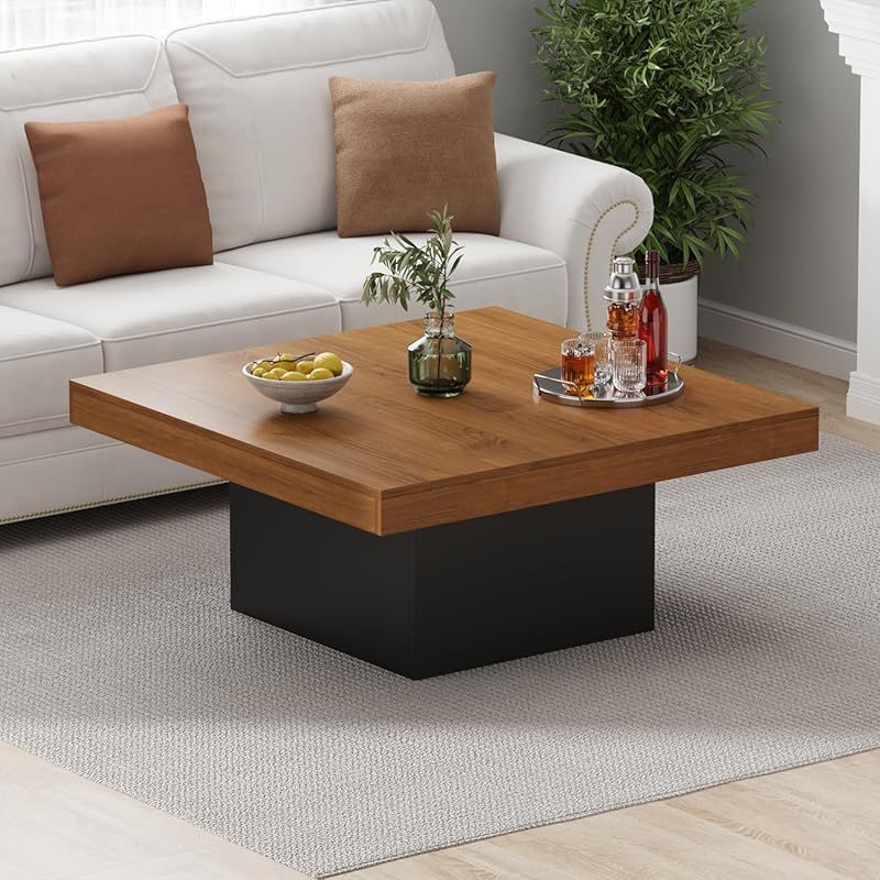 35 Inch Modern Square Coffee Table with White Top & Metal Frame - Heavy-Duty Low-Maintenance Surface
