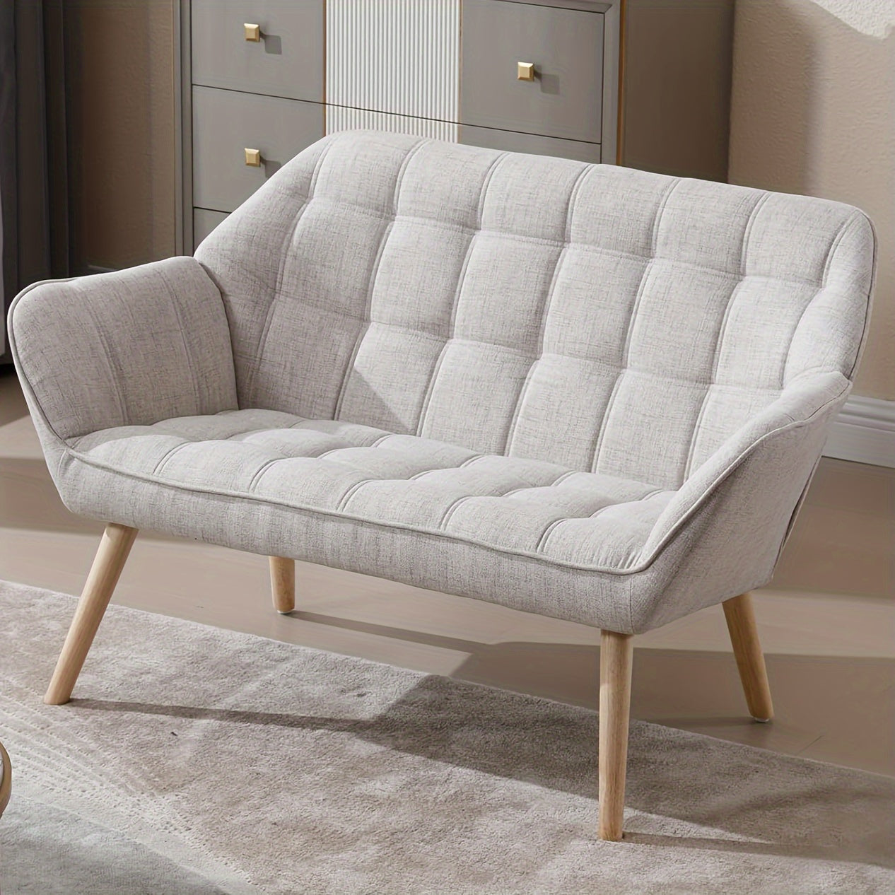 1pc Guyou Small Loveseat for Bedroom 2-Seat Mini Sofa Couch with Wingback