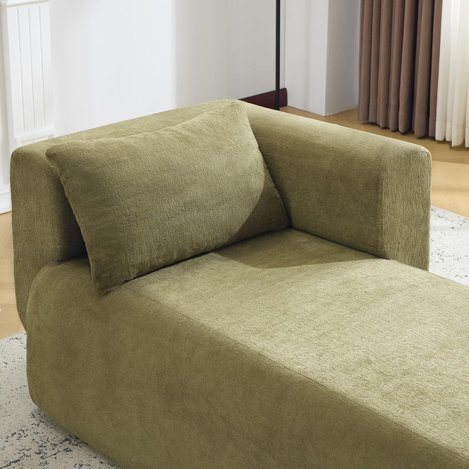 Bezseller Modern Classic Boucle Sofa Recliner Chair with Plush Cushions & Pillows - Soft Chenille Fabric Upholstery