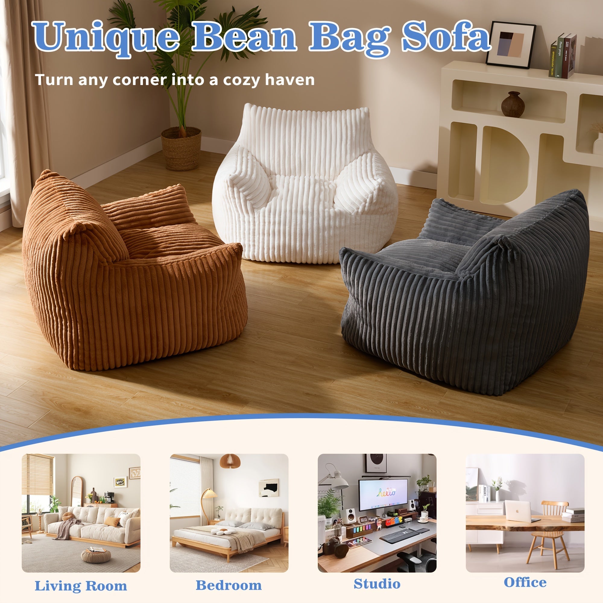 Living&Giving Oversize Bean Bag Sofa, Fireside Chair, Lazy Floor Sofa Couch, Tatami Sofa