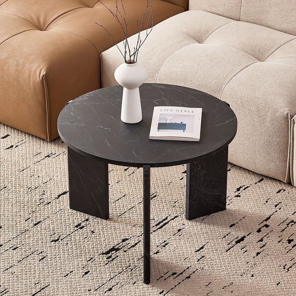 Two Sets of Round Nesting Coffee Tables, Mid-Century Modern Round Side Tables