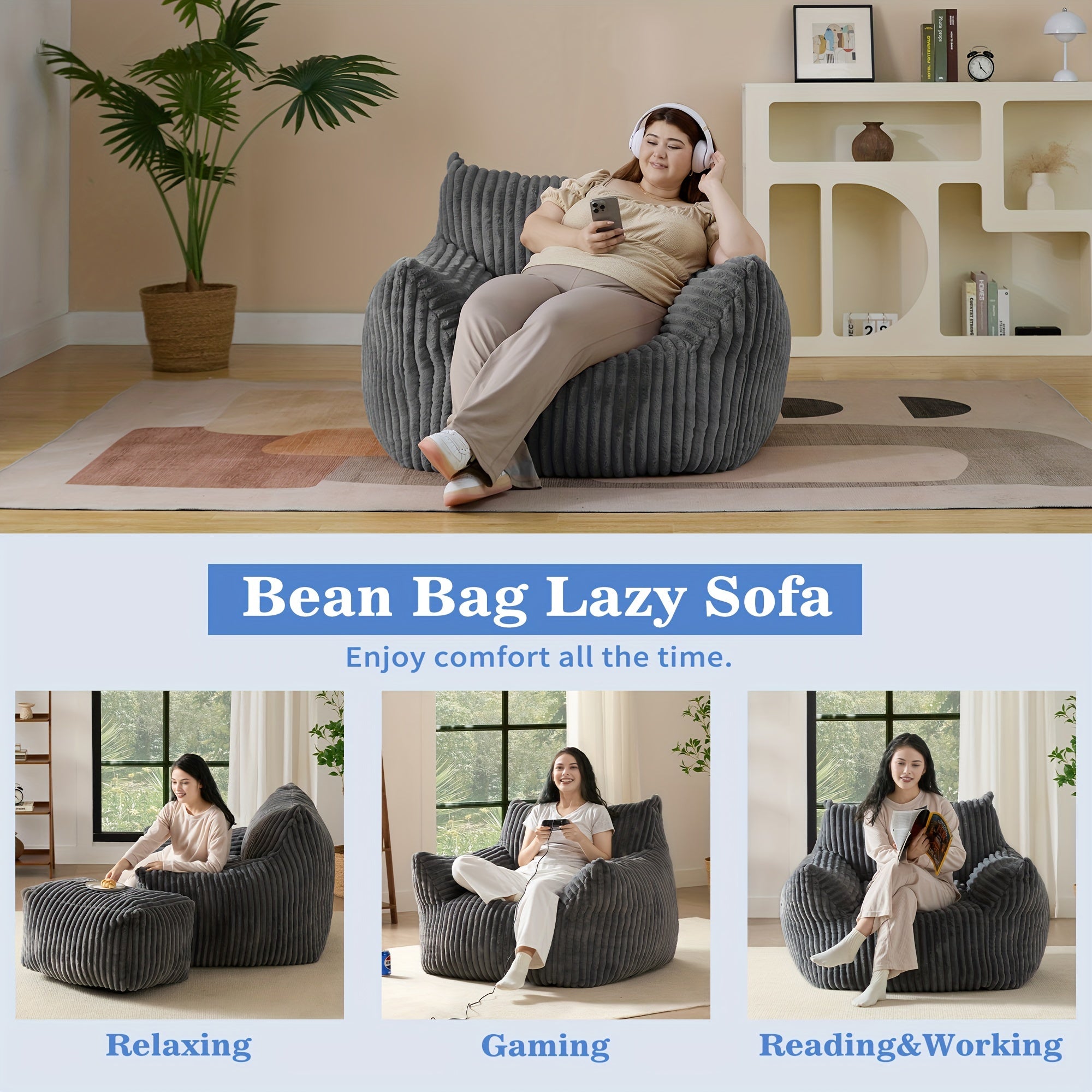 Living&Giving Oversize Bean Bag Sofa, Fireside Chair, Lazy Floor Sofa Couch, Tatami Sofa