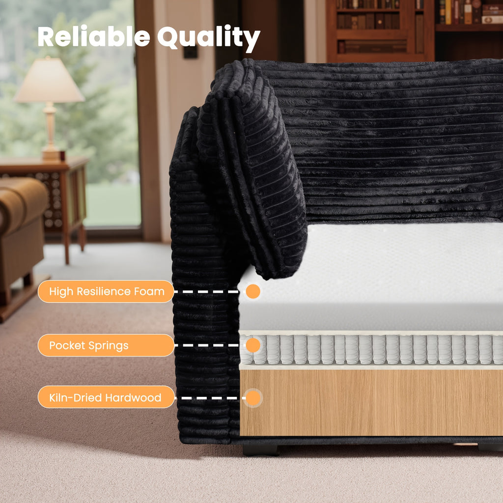 Living Room Sectional Sofa for Large Space, Deep Seat Modular Couch with A Single Rocking Sofa Chair