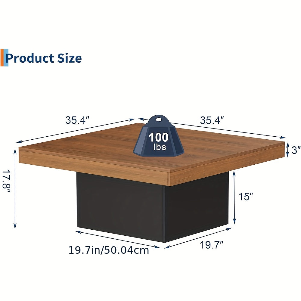 Square Coffee Table, 35 Inch Living Room Tables, Modern Coffee Tables, Cocktail Table for Home Office