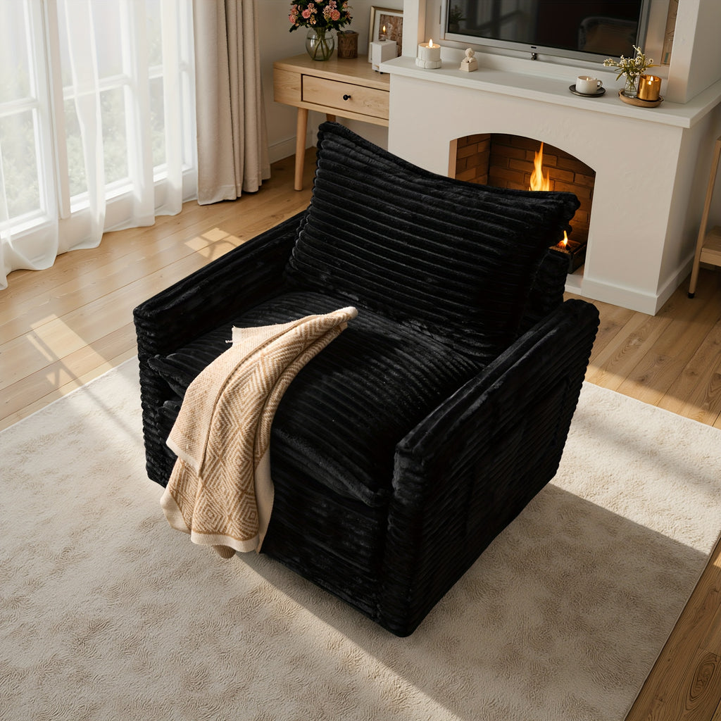 Living Room Sectional Sofa for Large Space, Deep Seat Modular Couch with A Single Rocking Sofa Chair