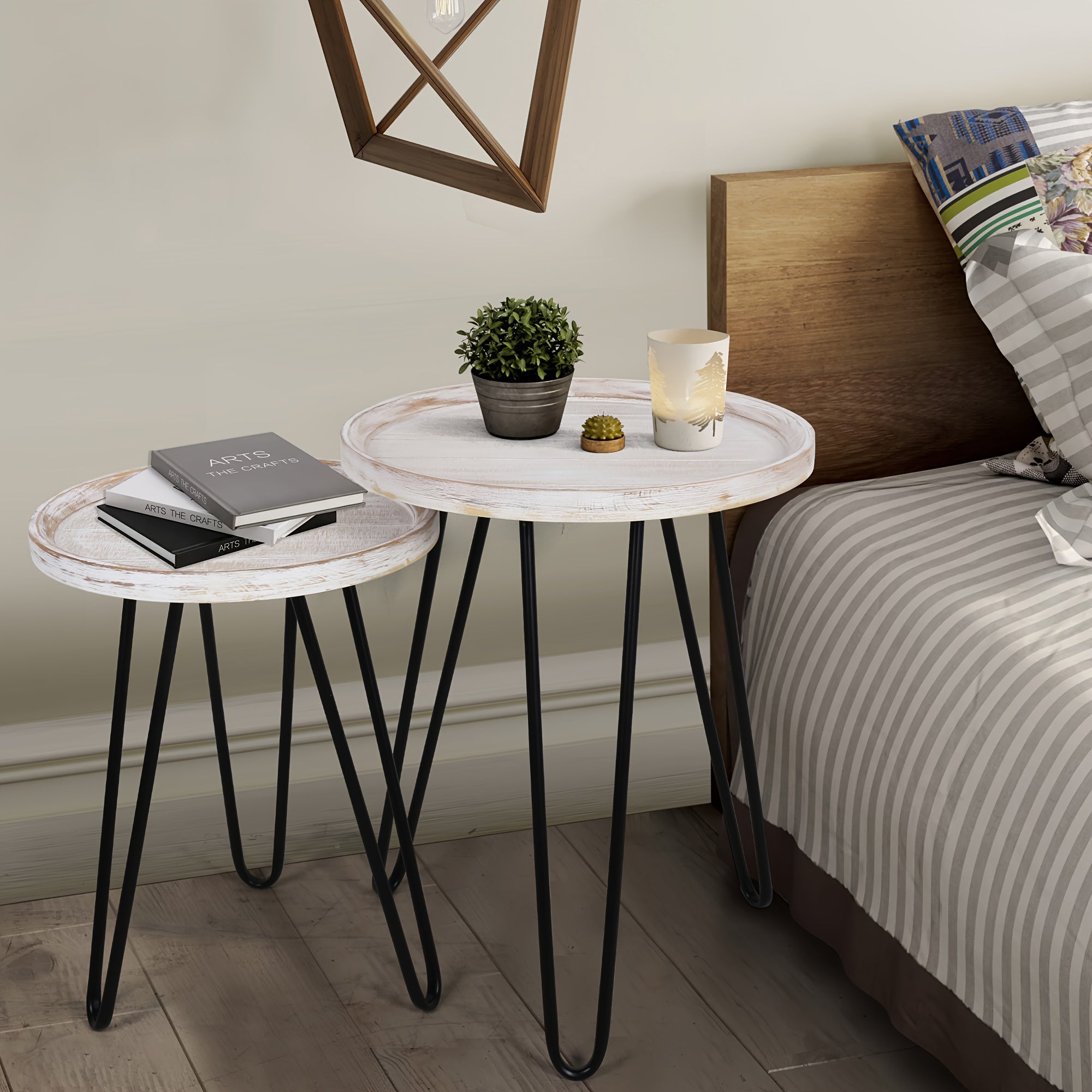 Oakrain Nesting Tables For Living Room, Round Nesting Coffee Table