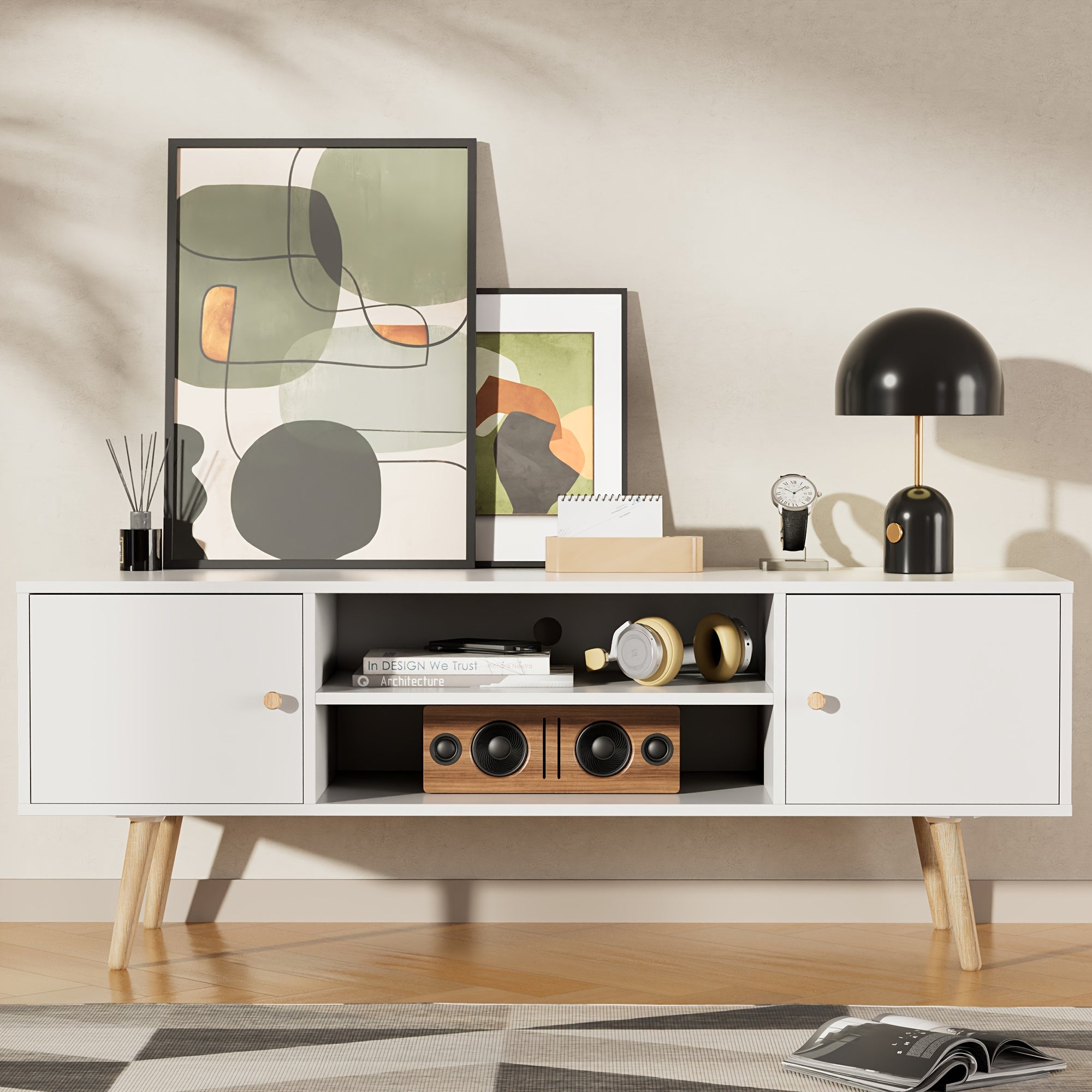 Aurorome 60 Inch Modern TV Stand with Storage, Entertainment Center And Media Console Table