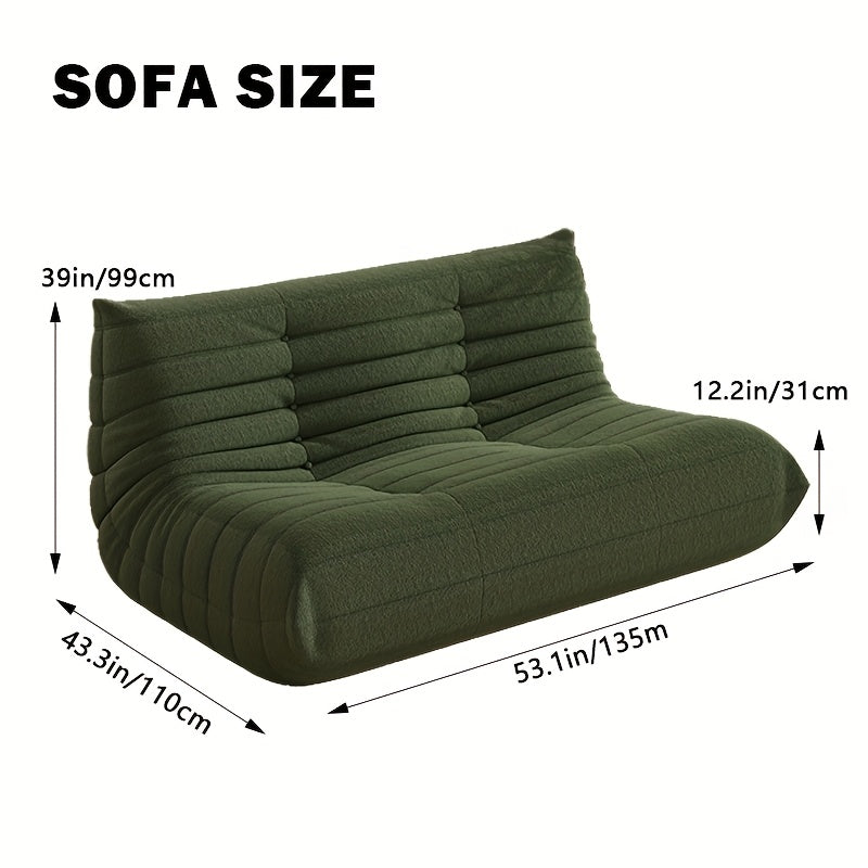 Modern Couple Sofa Teddy Velvet Compressed Sofa, Double Cushion Sofa, Lazy Sofa, Multi-purpose
