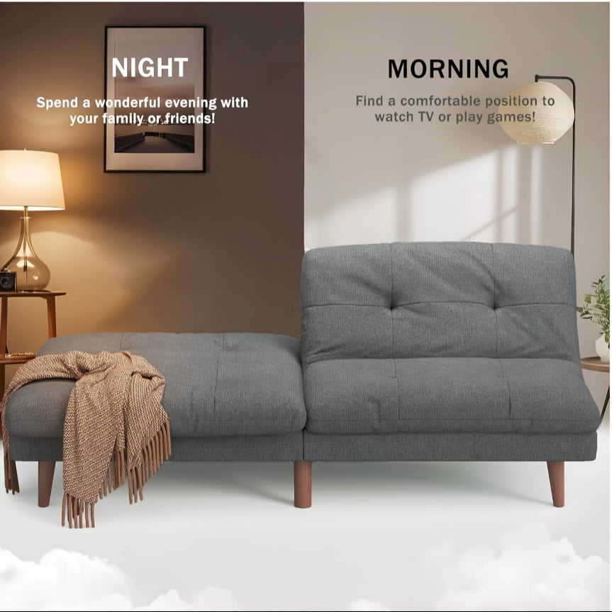 Modern Convertible Futon Sofa Bed - Space-Saving Sleeper Couch with Hardwood-like HDF Frame