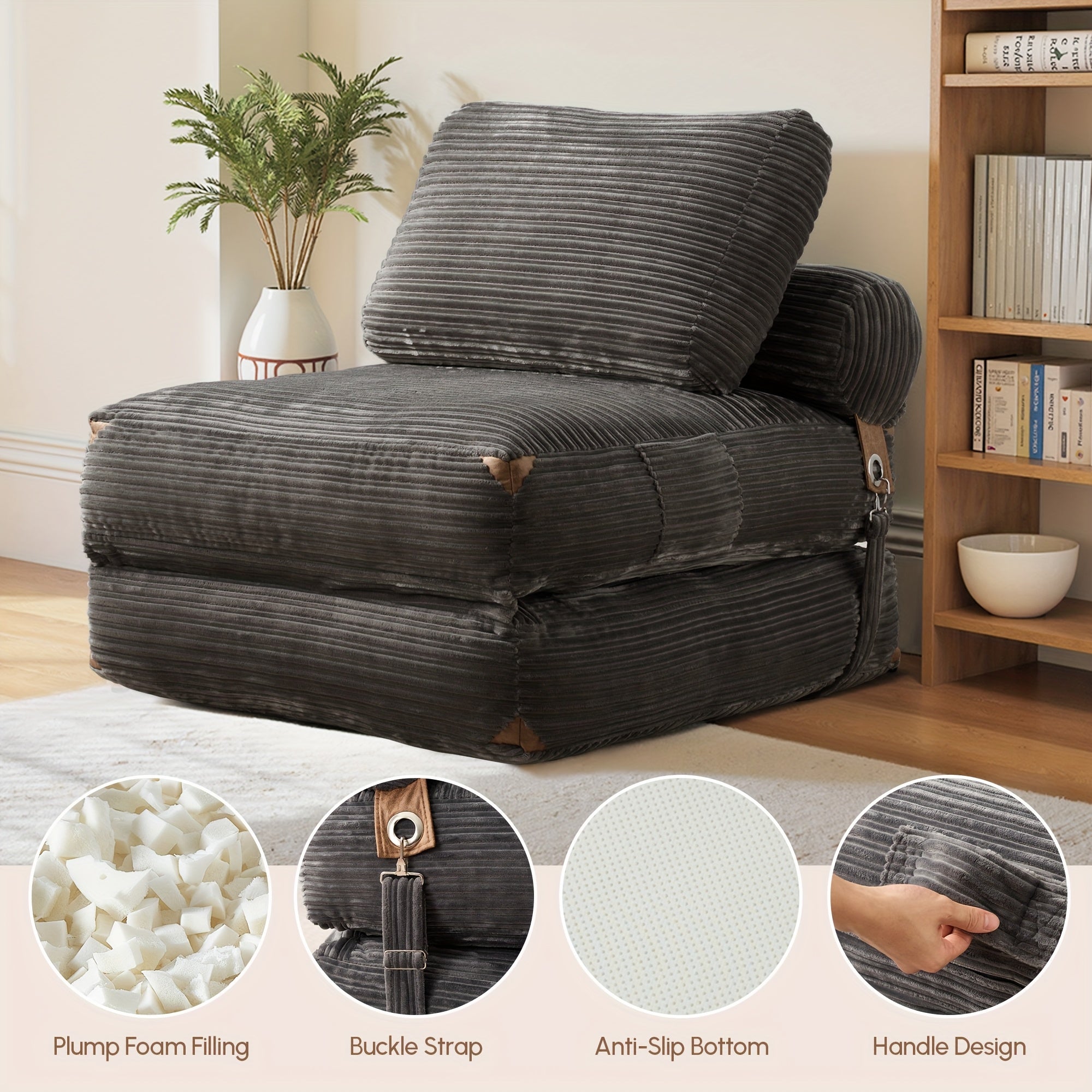 Single Folding Sofa Bed, Modern Convertible Sleeper Chair Sofa Bed for Adults