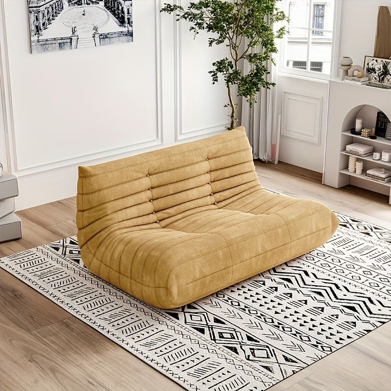 Modern Couple Sofa Teddy Velvet Compressed Sofa, Double Cushion Sofa, Lazy Sofa, Multi-purpose