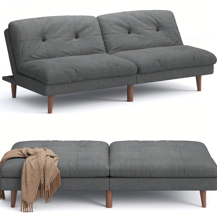 Modern Convertible Futon Sofa Bed - Space-Saving Sleeper Couch with Hardwood-like HDF Frame