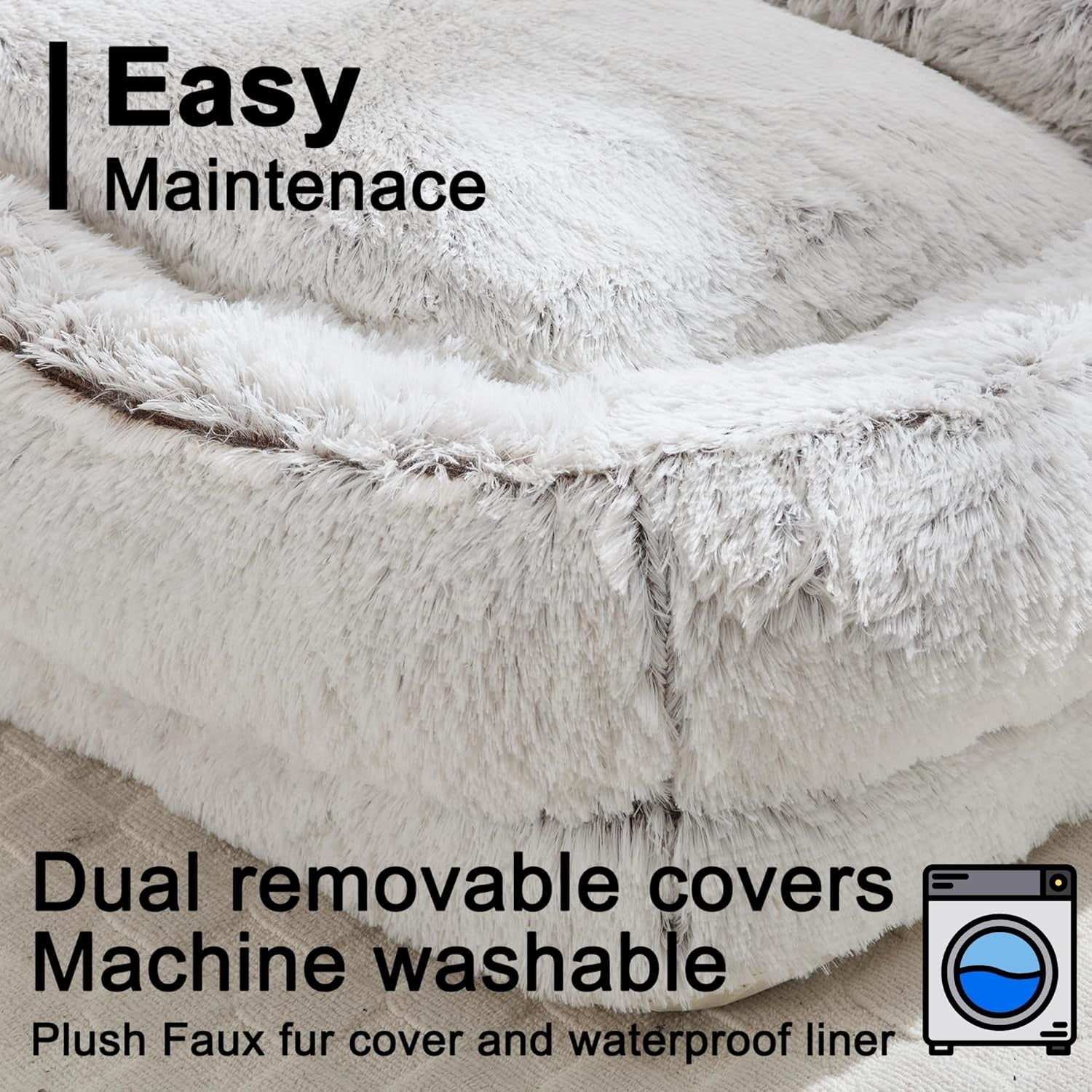 Modern Washable Oversized Human Sofa Bed with 2 Pillows - Plush Cushioned Foldable Lazy Bed with Hardwood Frame