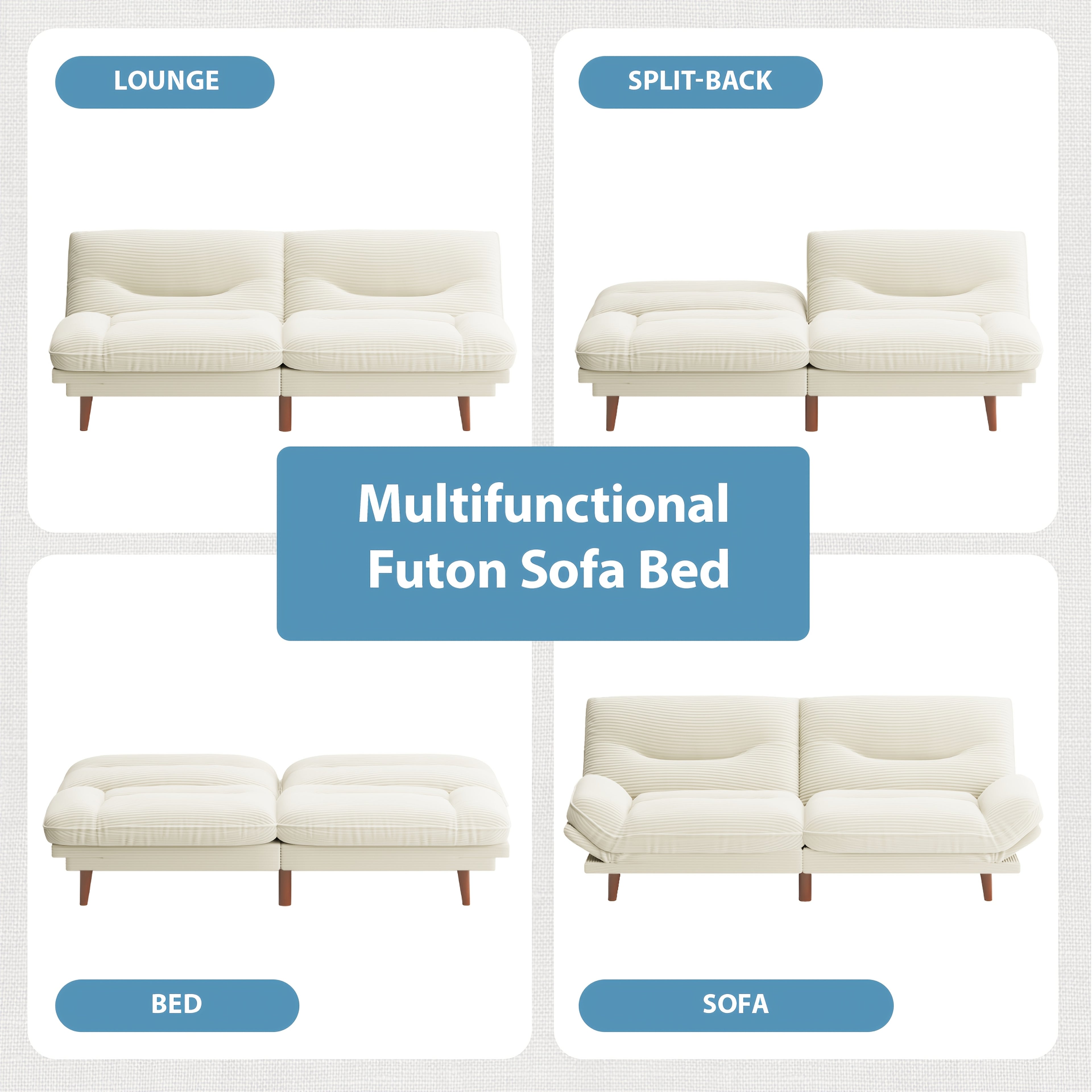 Futon Sofa Multifunctional Folding Sofa Bed With Adjustable Backrest Suitable For Small Home Spaces