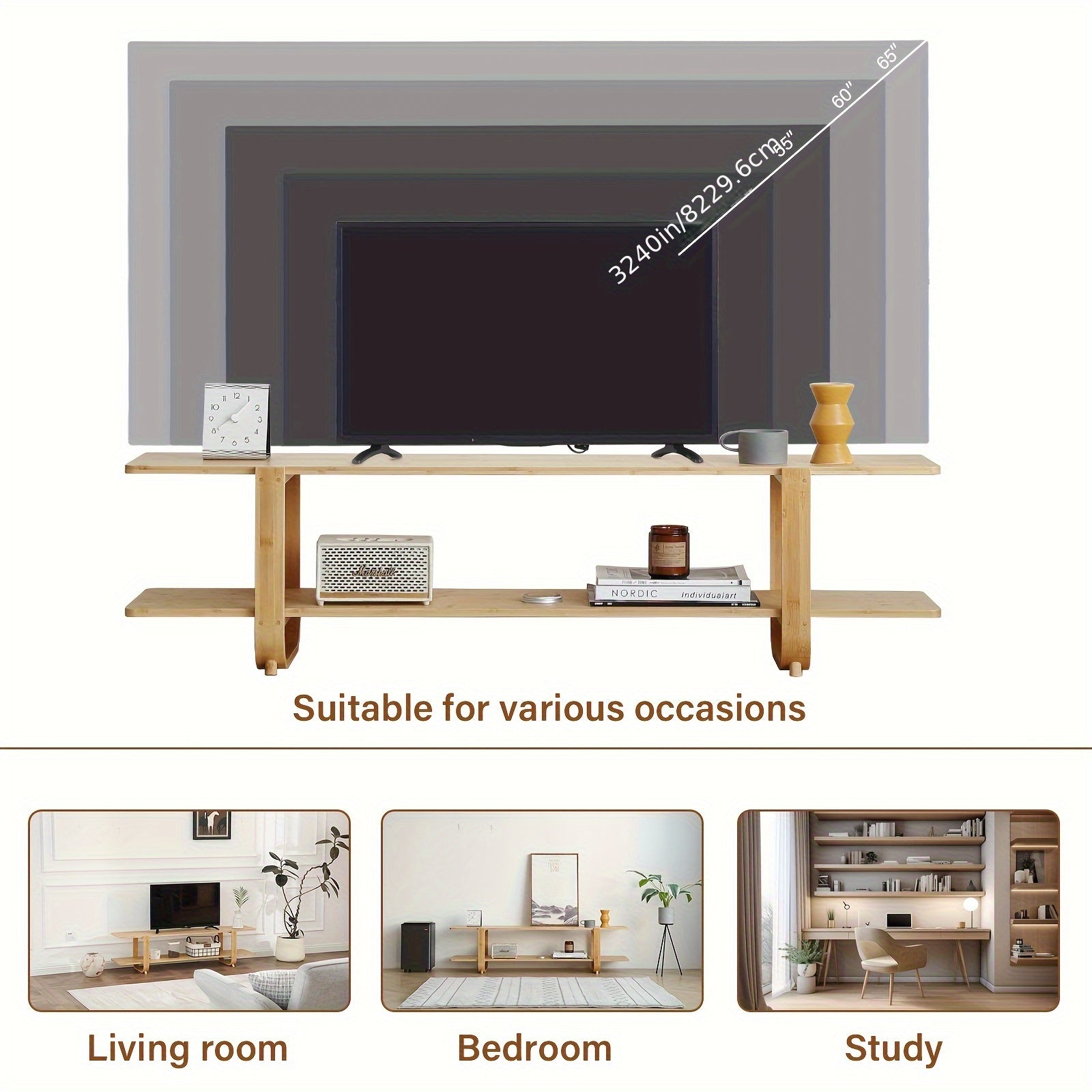 Modern Bamboo TV Stand Furlide Mid Century Modern Bamboo TV Stand For Up To 65''