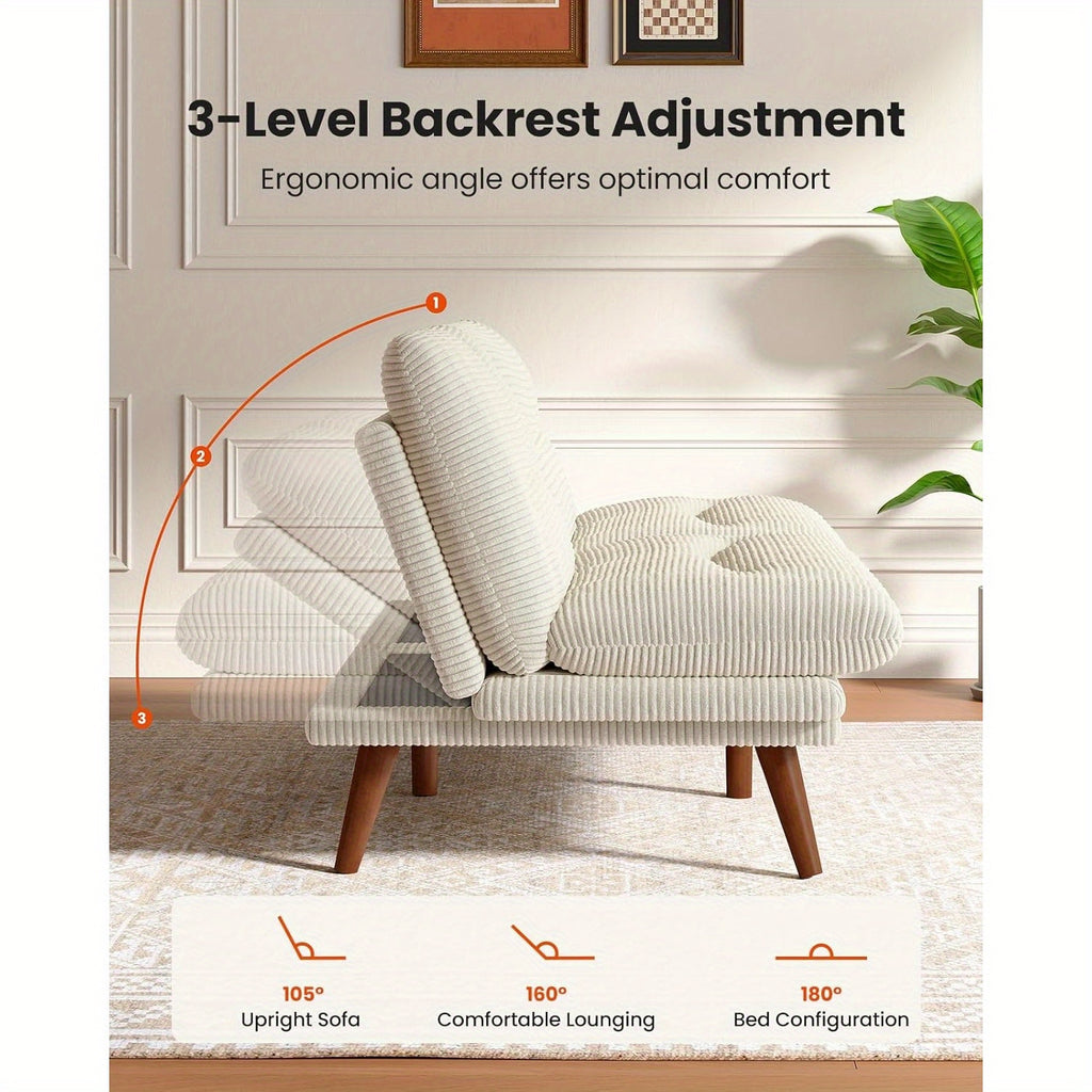 66-75Inch Futon Sofa Bed with Adjustable Backrest Armrests, Convertible Futon Sofa Couch for Small Spaces