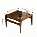 Modern Minimalist Coffee Table - Solid Wood & Brown Tempered Glass Top
