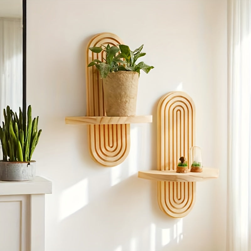 2pcs Wooden Wall Shelves, Large Decorative Wall Shelves, Exquisite Storage Shelves, Tray Shelves