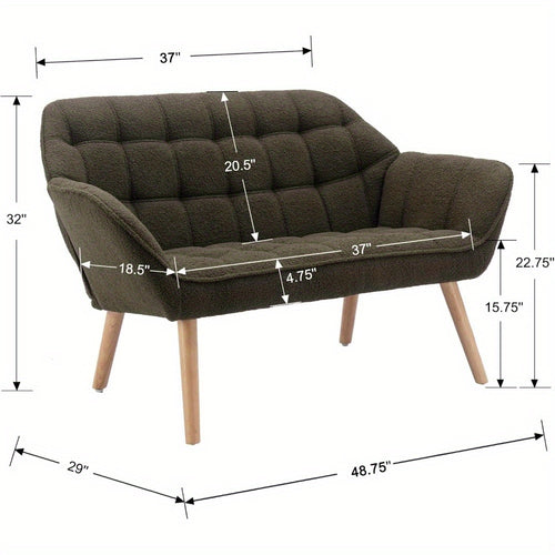 1pc Guyou Small Loveseat for Bedroom 2-Seat Mini Sofa Couch with Wingback
