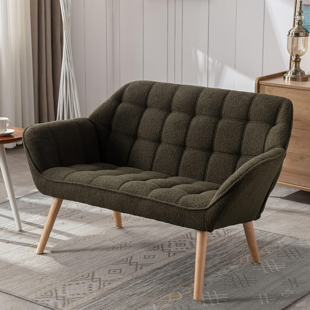 1pc Guyou Small Loveseat for Bedroom 2-Seat Mini Sofa Couch with Wingback