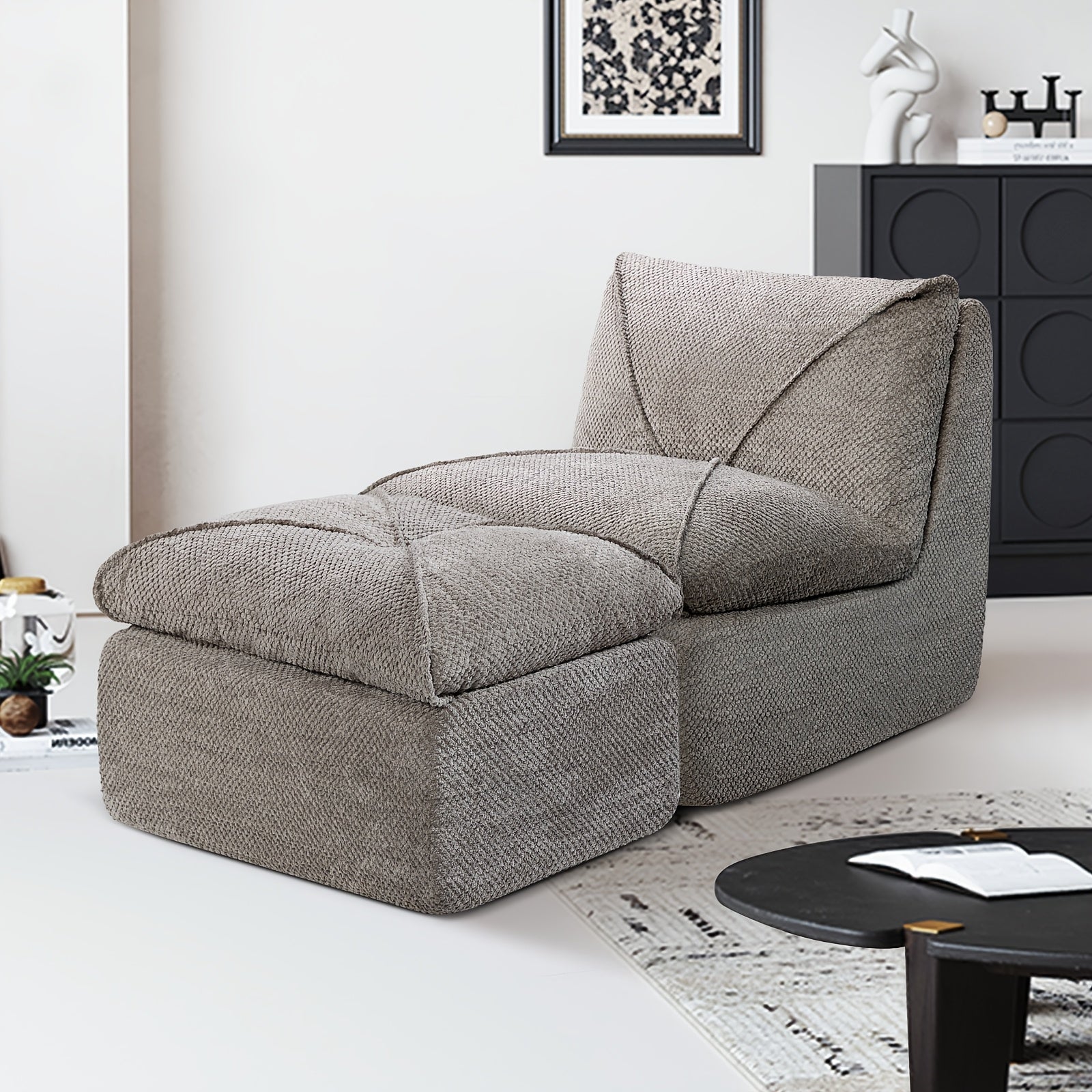 KERDOM 35.4'' Wide Armless Leisure Sofa, Breathable -linen Fabric