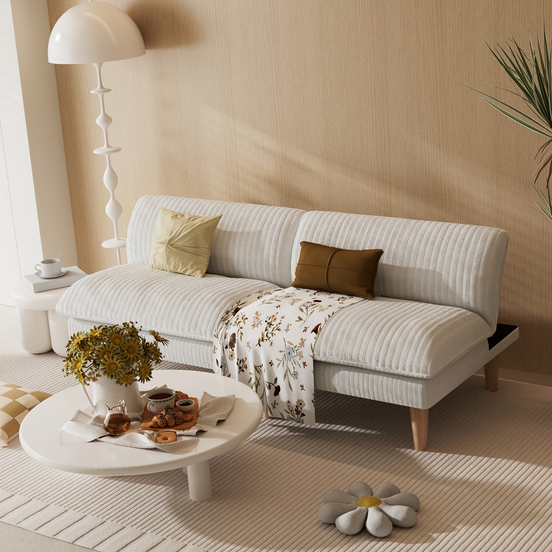 Futon Sofa Bed, 68 Inch Futon Couch with Adjustable Backrest, Corduroy Convertible Sleeper Sofa Bed