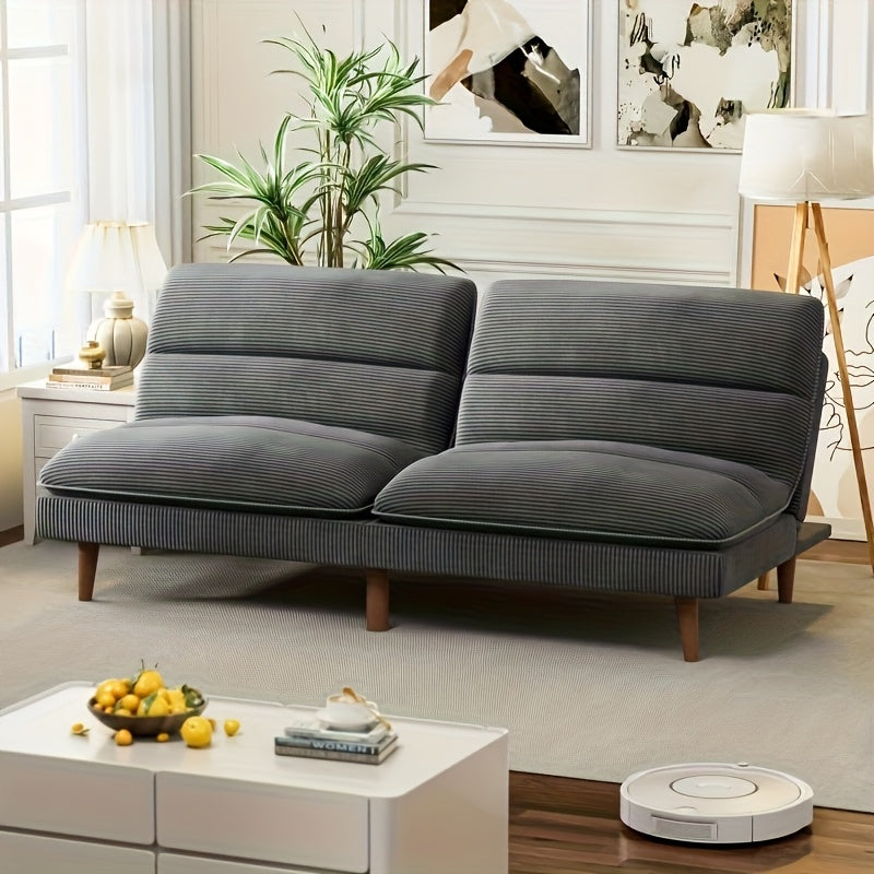 Modern Convertible Futon Sofa Bed - Space-Saving Sleeper Couch with Hardwood-like HDF Frame