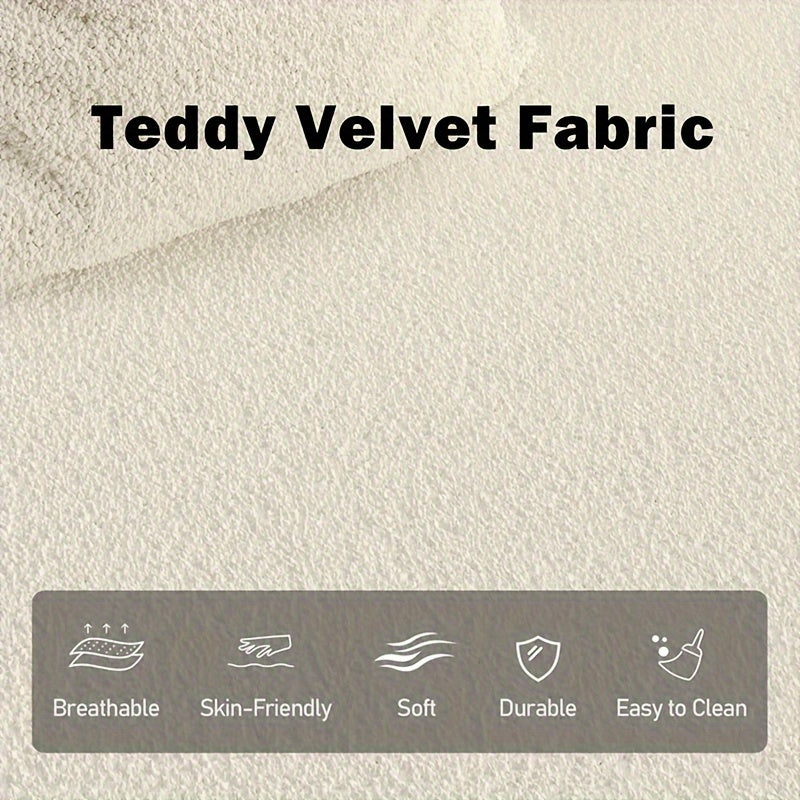 Round Compression Sofa, Teddy Velvet Sofa with Pillows, Suitable for Living Room