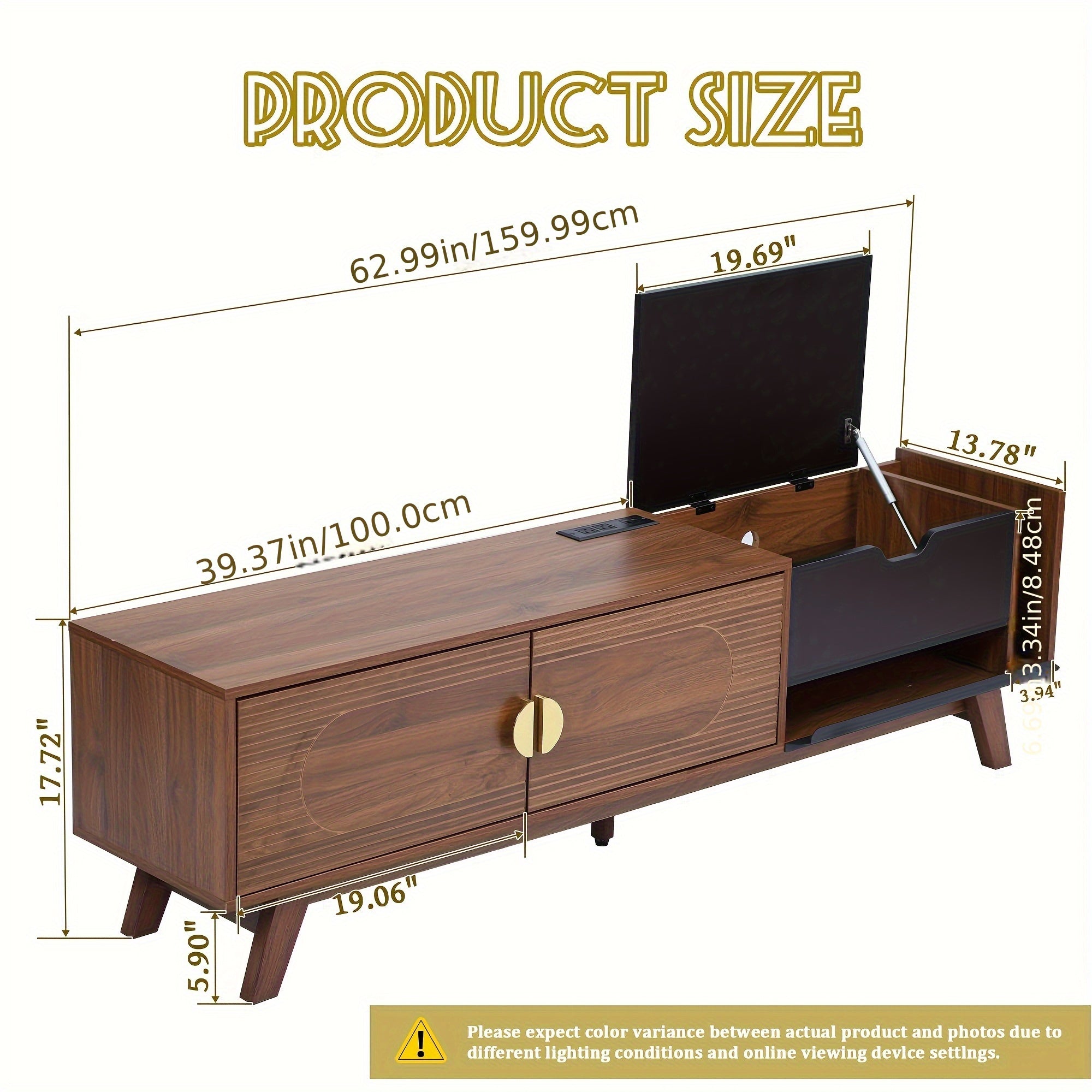 ORRD 63-Inch Modern Wood TV Stand with CD Storage, 2 Doors & Cable Management - Easy Assembly