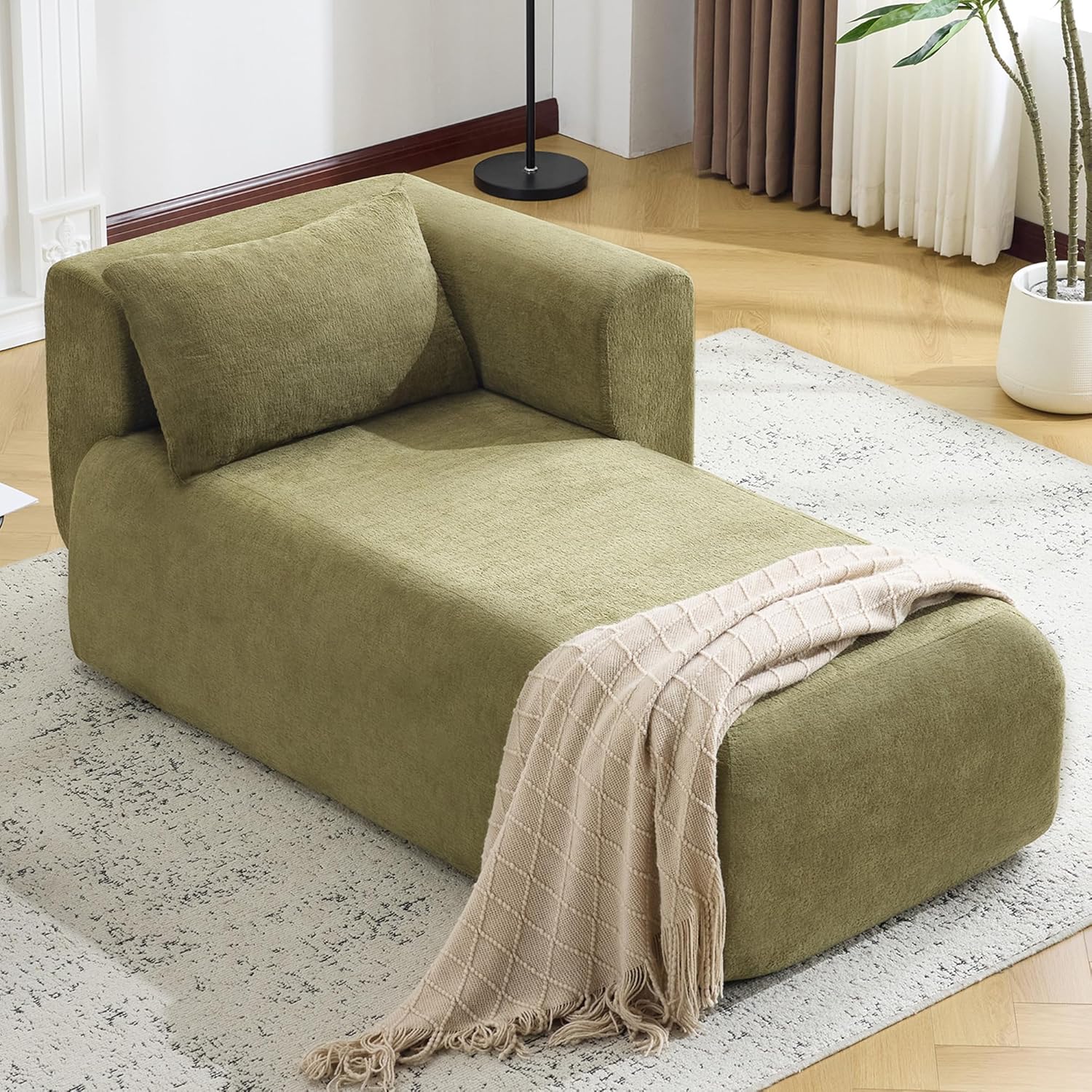 Bezseller Modern Classic Boucle Sofa Recliner Chair with Plush Cushions & Pillows - Soft Chenille Fabric Upholstery