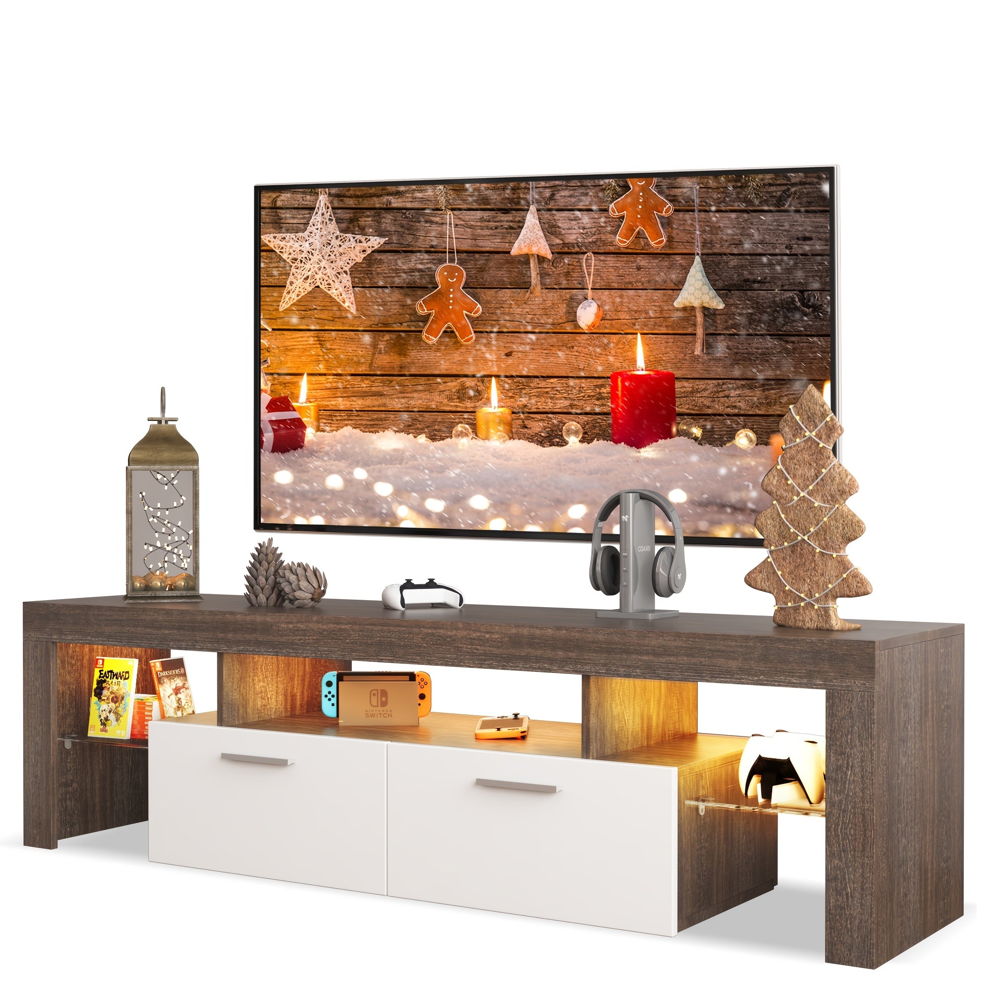 Farmhouse LED TV Stand for 50\u002F55\u002F65\u002F70\u002F75\