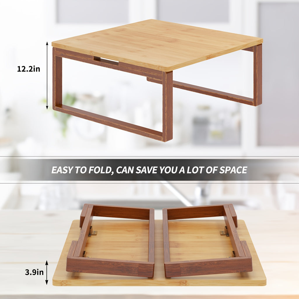 SOGES Compact Foldable Coffee Table, Wooden Low Table for Floor Seating, Bamboo Floor Desk