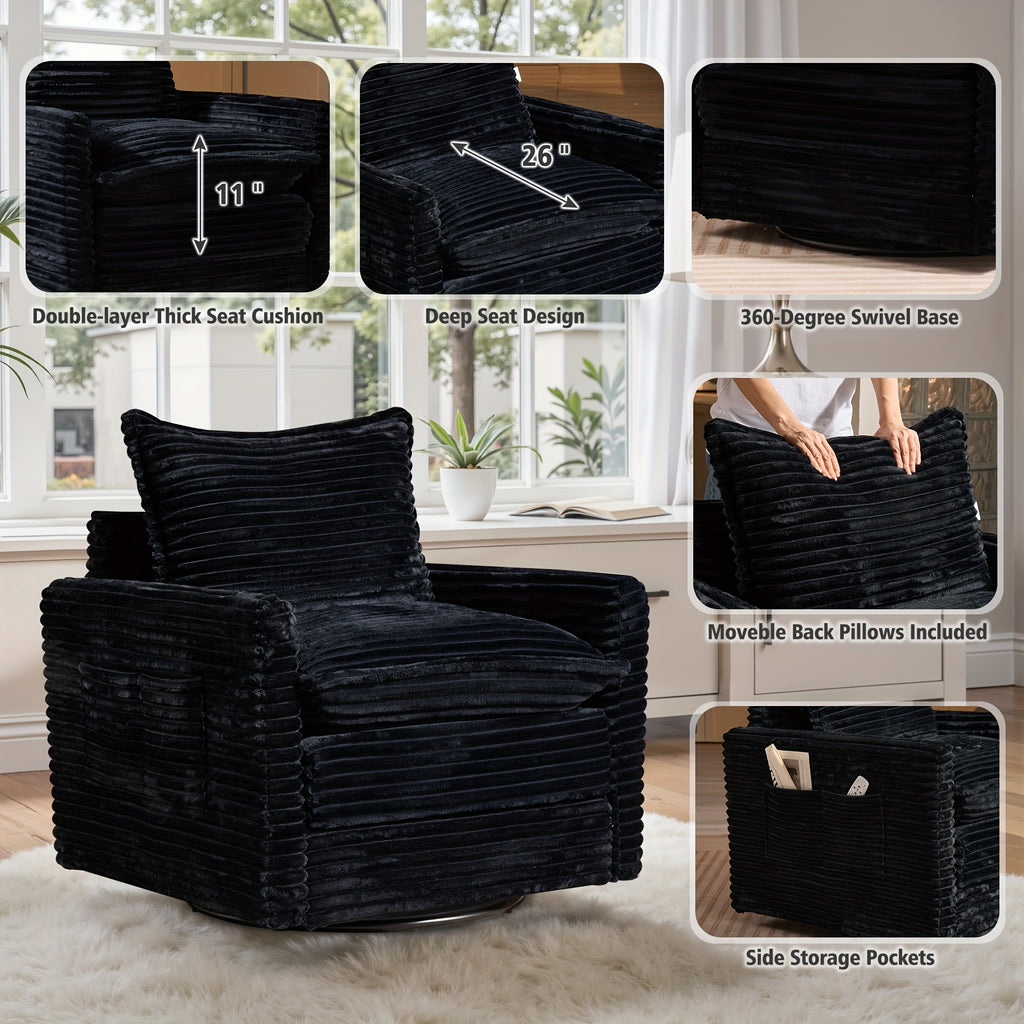 Living Room Sectional Sofa for Large Space, Deep Seat Modular Couch with A Single Rocking Sofa Chair