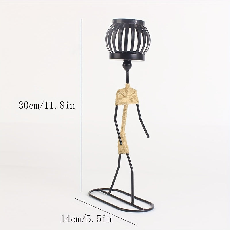 1pc Metal Shaped Candle Holder With A Lady Character Design, Christmas Decoration