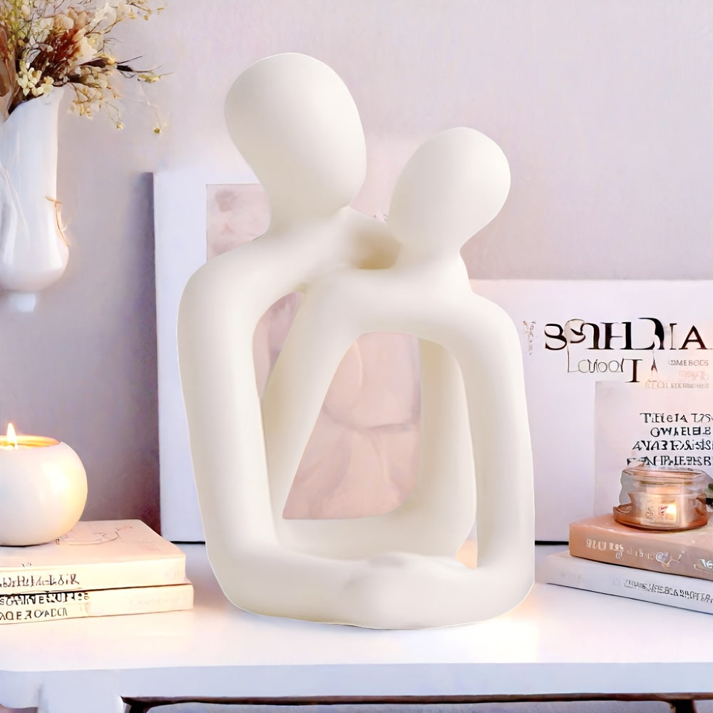 Abstract Couple Sculpture 1pc Abstract Couple Sculpture - Modern Minimalist Resin Figurine